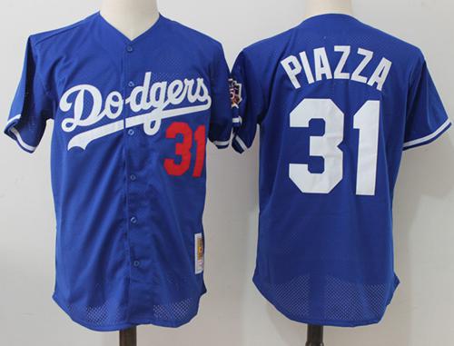 Mitchell And Ness 1997 Dodgers #31 Mike Piazza Blue Throwback Stitched MLB Jersey - Click Image to Close
